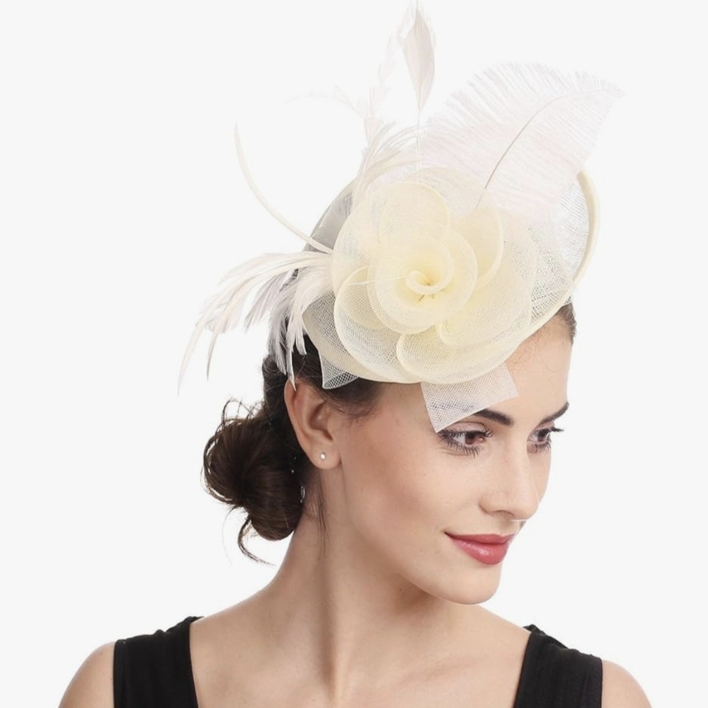 SOLD SAFERIN Women's Fascinators Feathers Tea Party Hat #841 - Picture 5 of 10